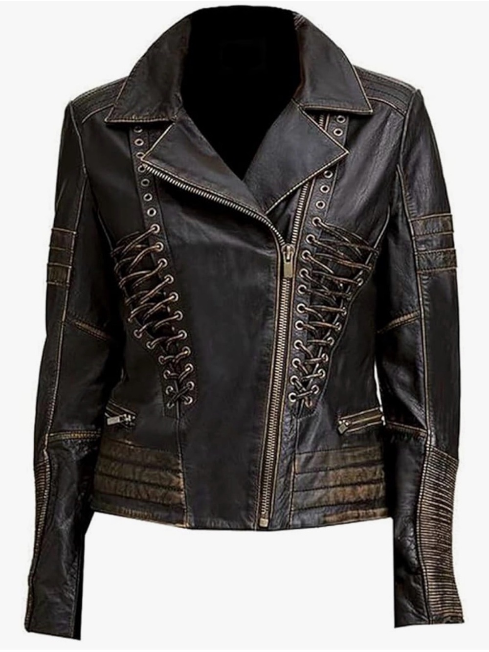 Wilsons Leather Black Lace-Up Moto Jacket